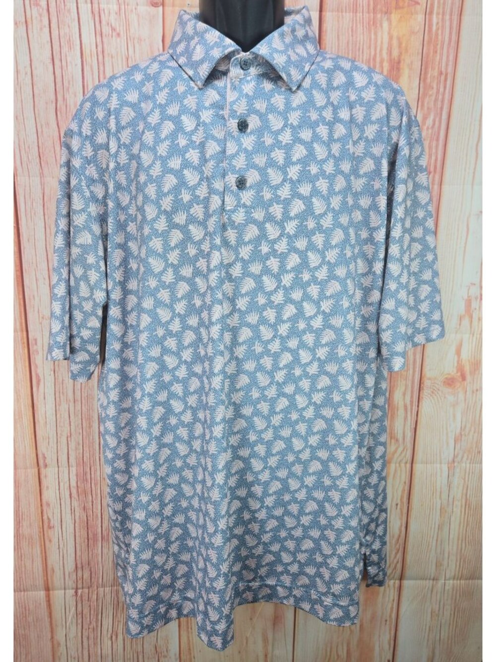 FootJoy Mens Blue & Pink Leaf Print Polo Size XL